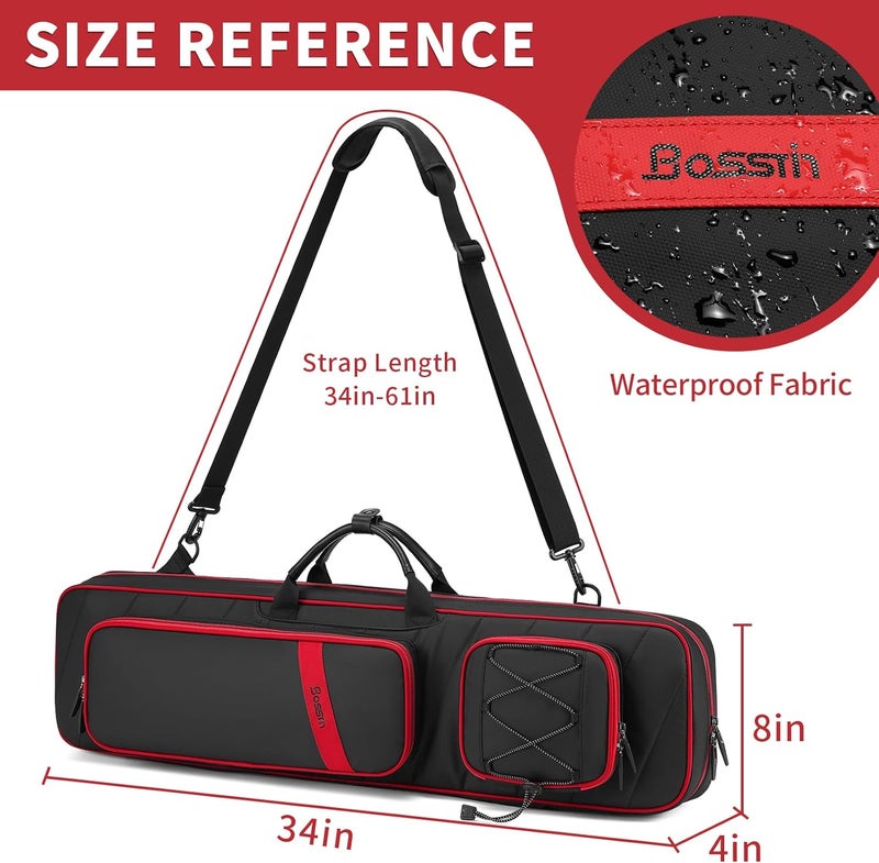 BOSSTIN حقيبة عصا البلياردو، 3x4 / 5x5 ملحقات عصا البلياردو حقيبة ناعمة مبطنة - Image 5